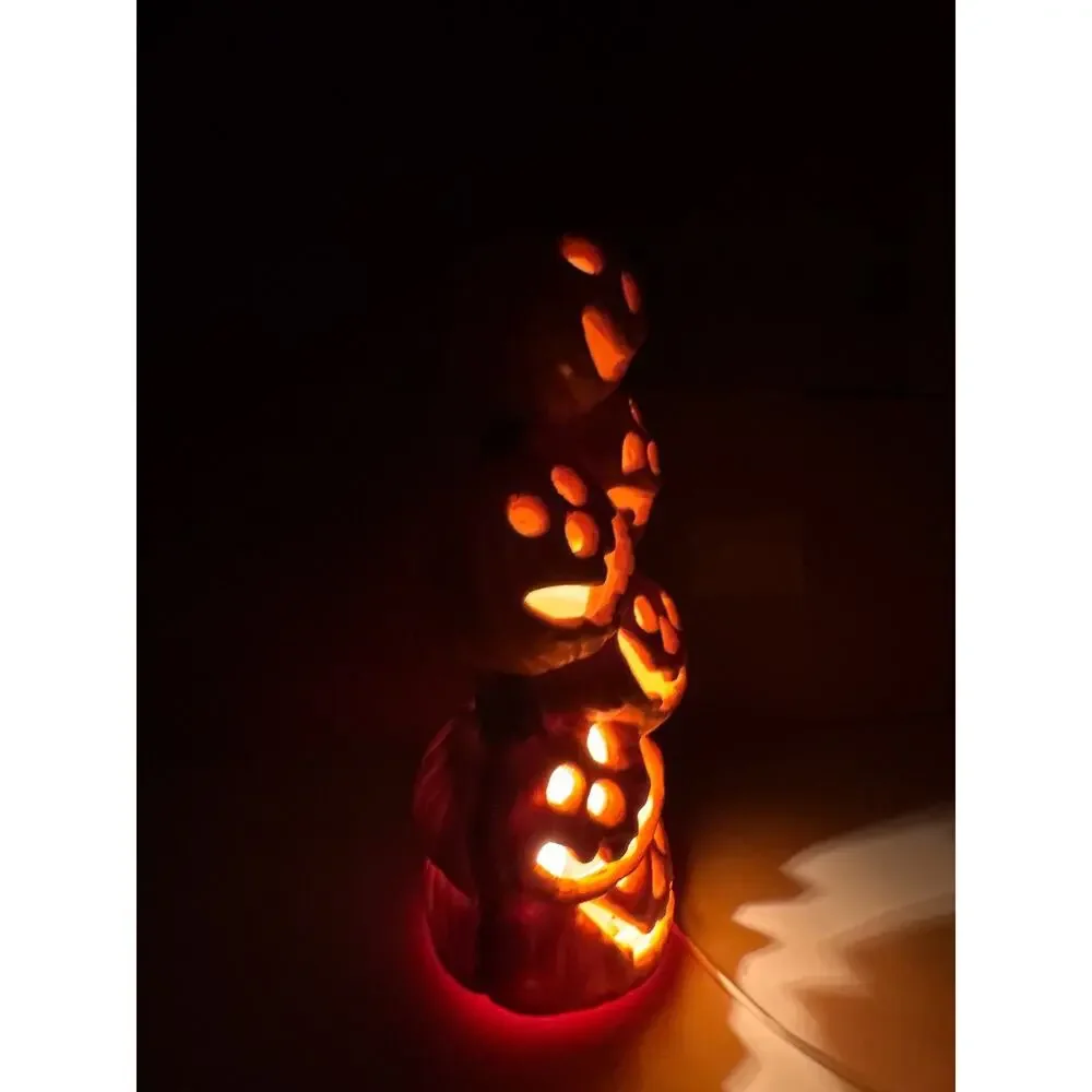 Gemmy Lighted Halloween Stacked Pumpkin Totem Foam Mold 15